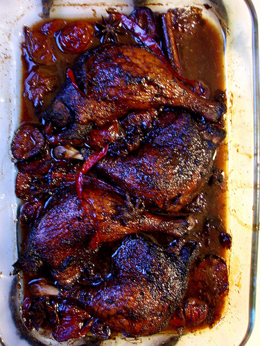 Table Recipes: Sweet Duck Legs cooked with Plums and Star Anise